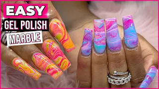 Watch Me Work: Easy Gel Polish Marble Nail Art | Acrylic Nails Tutorial