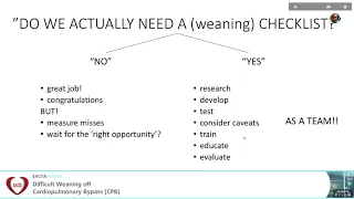 Checklists for weaning off CPB – perspective from the perfusionist - Luc Puis (France)