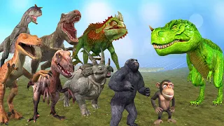 Dinosaur vs Dinosaurs amazing fight || Cartoon gorilla vs Dinosaur comedy video @MrLavangam