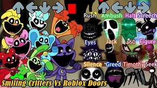FNF Sliced But Smiling Critters ALL PHASES Vs Roblox Doors ALL Sing it | Friday Night Funkin'