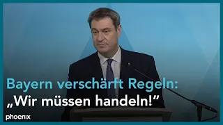 Nach Sondersitzung: Pressekonferenz von Bayerns Ministerpräsident Markus Söder (CSU)