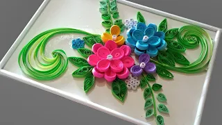 making beautifull handmade paper flower for home / diy beautifull quilling design / handmade work