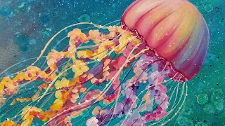 Jellyfish Acrylic Painting Tutorial Ocean Sea Life LIVE Beginner Lesson