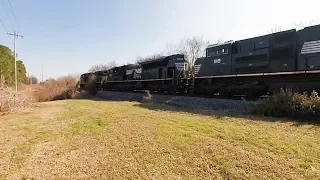 SD70ACe Outnumber GE on NS Piggyback / Container Train