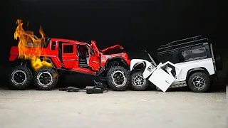 Mercedes Benz G63 VS Land Rover Defender Crash Test | Cars Destruction in Slow Motion