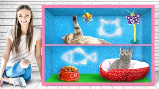 УЮТНЫЙ ДОМИК ДЛЯ ВАШЕЙ КОШКИ 😻 КЛАССНЫЕ ГАДЖЕТЫ И УДИВИТЕЛЬНЫЕ ПОДЕЛКИ ДЛЯ ВАШИХ ПИТОМЦЕВ