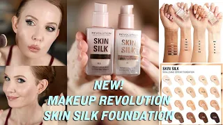 NEW Makeup Revolution SKIN SILK Serum Foundation ALL DAY wear test & review!