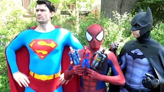 SPIDER-MAN vs SUPERMAN BATMAN WONDER WOMAN - Toy Battle! Real Life Superhero Movie - TheSeanWardShow