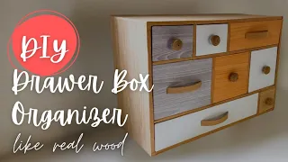 How to make a Realistic Real Wood Furniture using Cardboard Box and Paper! DIY Drawer Box Organizer