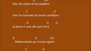 Julien Clerc -  Mademoiselle . Karaoké d accords pour accompagner la chanson a la guitare .