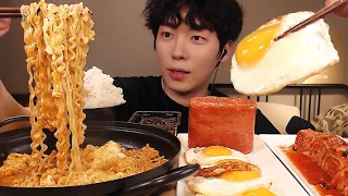 Eat Spam, Egg Fry, Ramen, Rice, Kimchi! KOREAN FOOD| REAL EATING SOUNDS! MUKBANG ASMR [SIO ASMR]