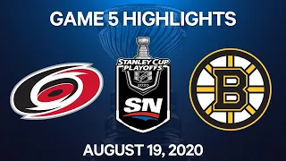 NHL Highlights | 1st Round, Game 5: Hurricanes vs. Bruins - Aug. 19, 2020