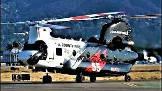 "Landing" Coulson CH-47 Helitanker | Chinook | L.A. County Fire Helicopter | Edison | N43CU