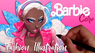 ✿ BARBIE FASHION // Character Illustration Full Art Process Walkthrough - Barbie-core Sweet ~