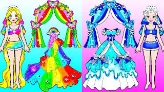 Costume Rainbow Bride VS Frozen Bride - Barbie Wedding Handmade - WOA Barbie House
