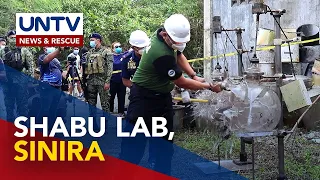 Mga kagamitan sa mega shabu lab sa Virac, Catanduanes, sinira ng PNP, PDEA at DOJ