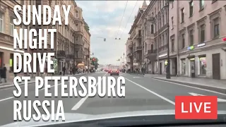 Sunday Night Drive in St Petersburg, Russia. DASH CAM Live