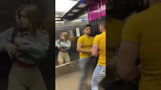 Shmeksss American bodybuilder elevator prank VIDEO funny reaction tiktok meme