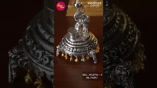 Decorative German Silver Elephant Diya - Five Face with Bells