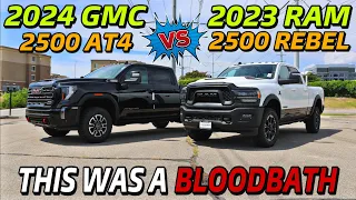 2024 GMC Sierra 2500 AT4 VS 2023 RAM 2500 Rebel: Don't Watch This If You're A Fanboy...