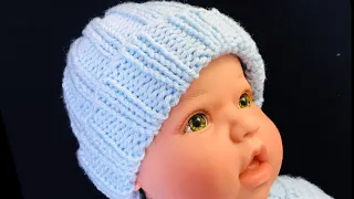 Easy knit baby hat for beginners 0-6 months, How to knit hats, Crochet for baby