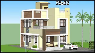 25X32 2 Floor Modern Villa Design | 4 Room 3D House Plan | Villa Design | Gopal Architecture