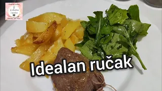 Idealan ručak -  meso, krompir , salata i juha