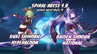 Kuki Hyperbloom and Raiden National (ft Kazuha) | Spiral Abyss 4.0 Floor 12 (9 Stars)