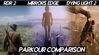 Dying light 2 "PARKOUR COMPARISON" VS Mirrors edge VS RDR 2 | Which game got best parkour ?