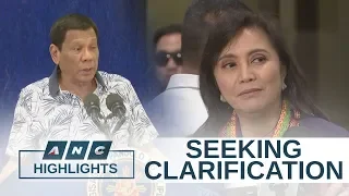 PH Vice President Robredo wants Duterte to clarify her mandate as ICAD co-chair