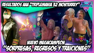 AAA Resultados  TRIPLEMANIA 32 MONTERREY "SECTA vs SECTA, Nuevo Megacampeón, EL FISCAL llega a AAA"