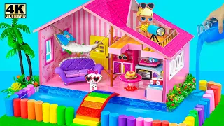 DIY Miniature House - Build Rainbow Swimming Pool Around Beautiful Summer Villa House From Cardboard