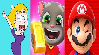 Save the Girl Vs Super Mario Run Vs Talking Tom Gold Run - Gameplay Walkthrough (Android,iOS)