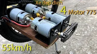 Chế xe đạp sử dụng 4 Motor 775 tốc độ 55km/h | DIY Make Electric Bike using motor