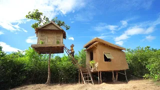 She Stay 150 Days in Jungle For Build Beautiful Resort Bamboo Tree House Kitchen House and Deepwater
