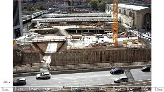 Bau der Bahnsteighalle für den neuen unterirdischen Hauptbahnhof Stuttgart (Zeitrafferfilm 2017)
