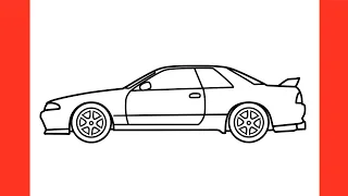 How to draw a Nissan Skyline GTR R32 easy / Drawing nissan gt-r step by step