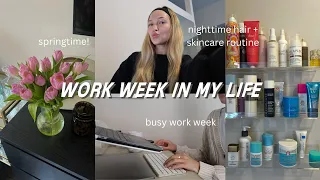 week in my life: busy work week, spring weather + nighttime hair + skincare routine | maddie cidlik