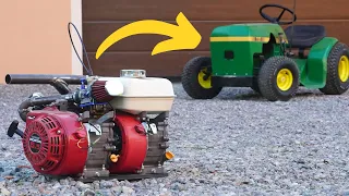 Homemade DOUBLE GX200cc Engine on JOHN DEERE Mower !?