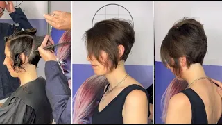 Creative Short Women's Haircut Tutorial Full Step By step | Asymmetrical Layered Bob Cuts & Styles