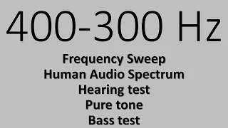 400-300 Hz. Frequency Sweep. Human Audio Spectrum. Hearing test. Bass test. Pure tone