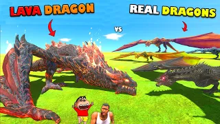 FIRE LAVA DRAGON vs ARBS DRAGONS in Animal Revolt Battle Simulator | SHINCHAN and CHOP