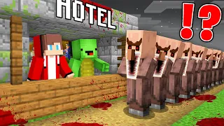 JJ and Mikey Opened a SCARY HOTEL with Villagers in Minecraft ! - Maizen