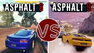 Asphalt 9 vs Asphalt 8 - Сравнение графики (ios)