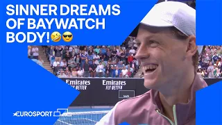 Jannik Sinner eases into third round dreaming of Baywatch body 🤣💪 | Australian Open 2024 🇦🇺