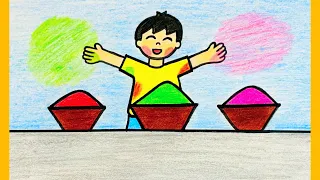 Holi Drawing Step by Step| Easy Holi Drawing