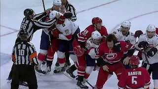 Quick but furious brawl breaks out between Panthers and Hurricanes