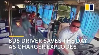 Bus driver saves the day as portable charger explodes