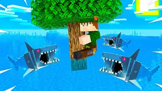 A ÁGUA COM TUBARÕES SOBE A CADA 10 SEGUNDOS NO MINECRAFT!! CONSEGUI SOBREVIVER ?