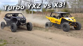 Doug's Turbo YXZ goes on BIG BOOST and picks on Leo's TRAIL CAR (unfair)